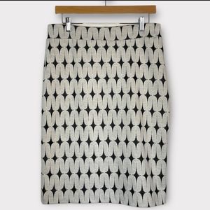 Renee C Made In USA Skirt Black White Diamond Print Skinny Pencil Pull On Sz S